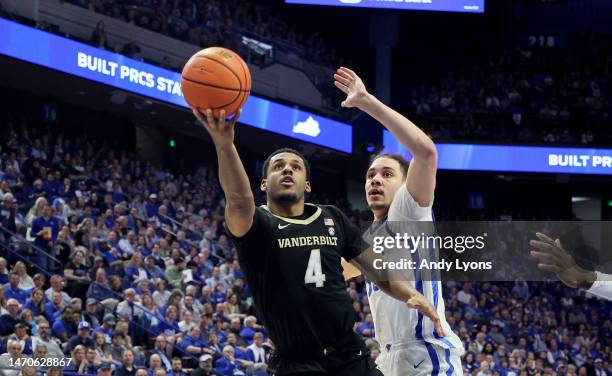 Jordan Wright of the Vanderbilt Commodores shoots the ball against the Kentucky Wildcats at Rupp Arena on March 01, 2023 in Lexington, Kentucky.