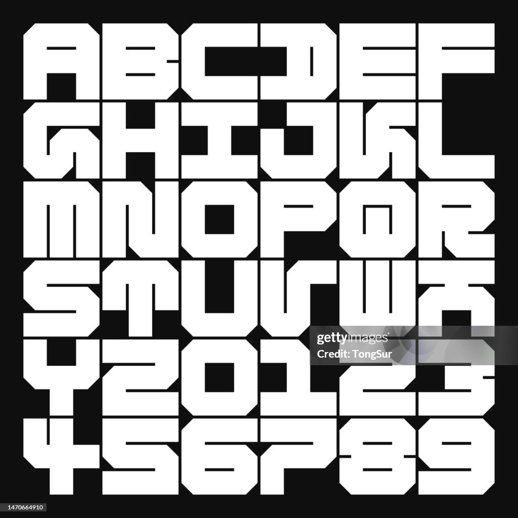 Cube Type Lettering Cube Mono A4 Font Alphabet And Numbers High-Res Vector Graphic - Getty ...