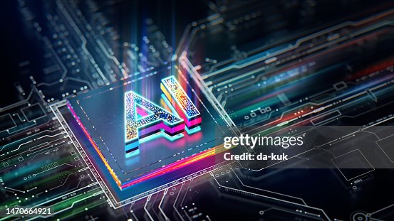 Artificial Intelligence processor unit. Powerful Quantum AI component on PCB motherboard with data transfers. Artificial Intelligence processor unit. Powerful Quantum AI component on PCB motherboard with data transfers.