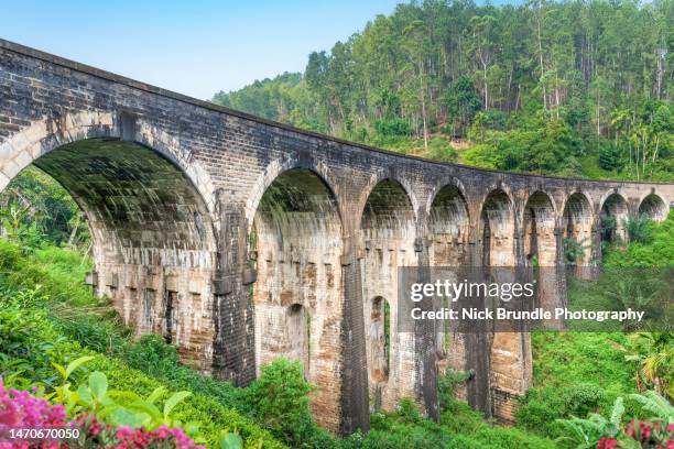 nine arch bridge, sri lanka. - stone arch stock pictures, royalty-free photos & images