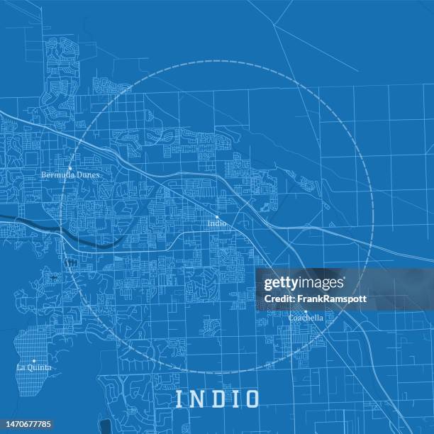 indio ca city vector road map blue text - indio california stock illustrations