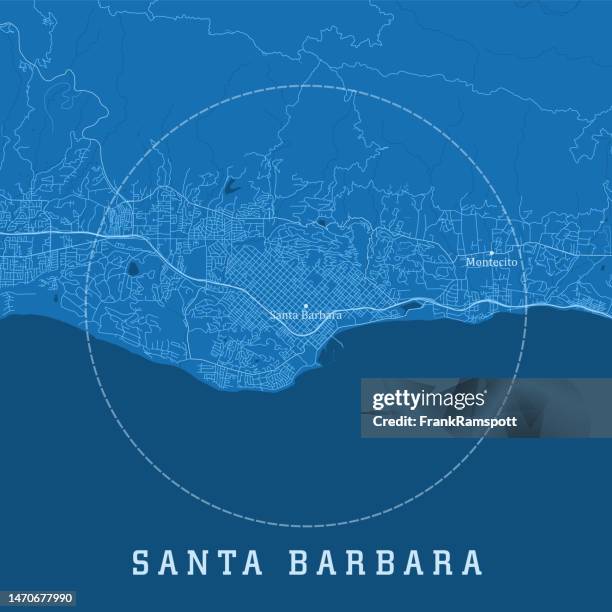 santa barbara ca city vector road map blue text - montecito stock illustrations
