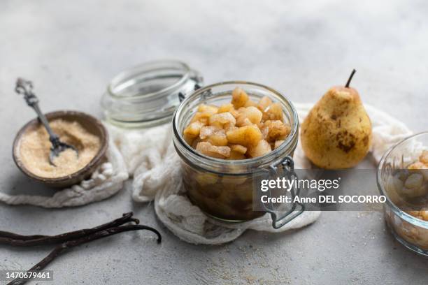 pear homemade compote in a jar - コンポート ストックフォトと画像