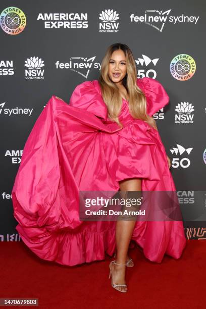Jessica Mauboy arrives at Blak & Deadly: the First Nations Gala Concert as part of Sydney WorldPride at Sydney Opera House on March 02, 2023 in...