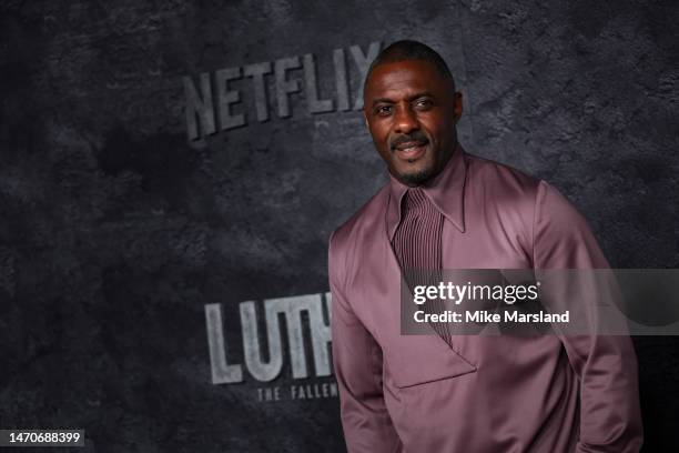 Idris Elba arrives at the global premiere of "Luther: The Fallen Sun" at BFI IMAX Waterloo on March 01, 2023 in London, England.