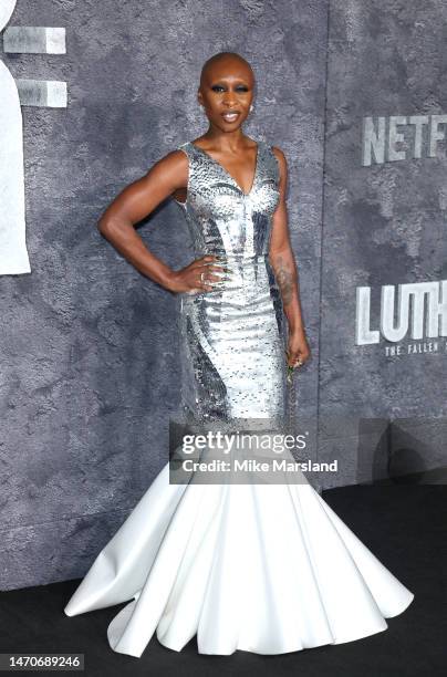 Cynthia Erivo arrives at the global premiere of "Luther: The Fallen Sun" at BFI IMAX Waterloo on March 01, 2023 in London, England.