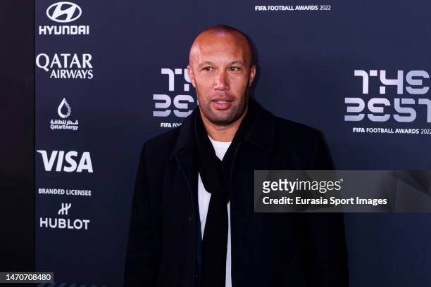 French former footballer Mikael Silvestre poses for photos during the Green Carpet Arrivals prior The Best FIFA Football Awards 2022 on February 27,...