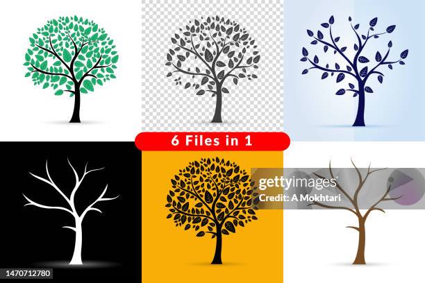 stockillustraties, clipart, cartoons en iconen met tree icon set. - kale boom