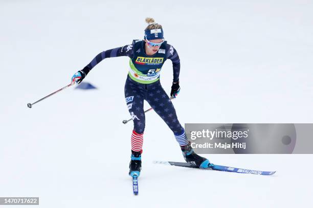 Jessie Diggins of Team United States competes during the Cross-Country Women's 4x5km Relay Classic/Free at the FIS Nordic World Ski Championships...