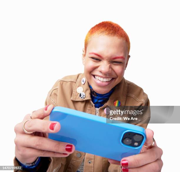 smartphone gaming - friends messing about stock pictures, royalty-free photos & images