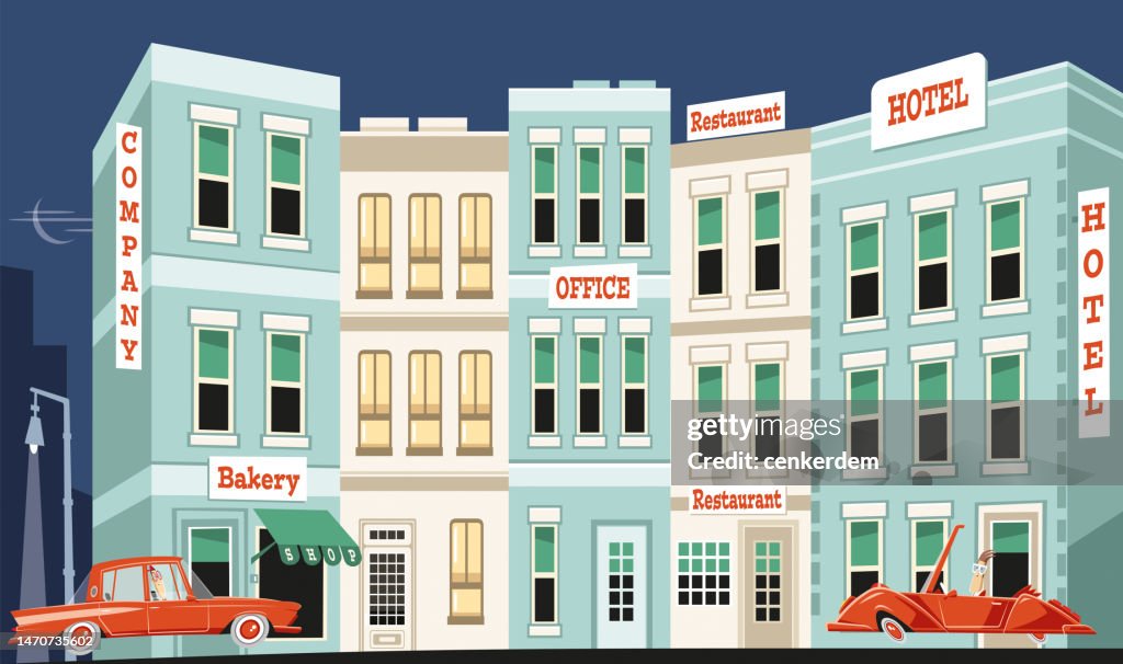 Buildings and cars