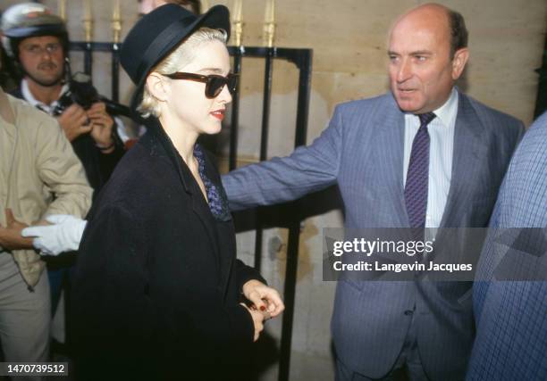 American singer and superstar Madonna arrives at the prestigious Parisian Hotel Crillon after landing at the Bourget airport.