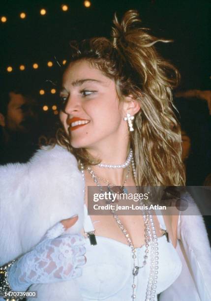 American singer and actress Madonna at the premiere of the film 'Desperately Seeking Susan', USA, 29th March 1985.