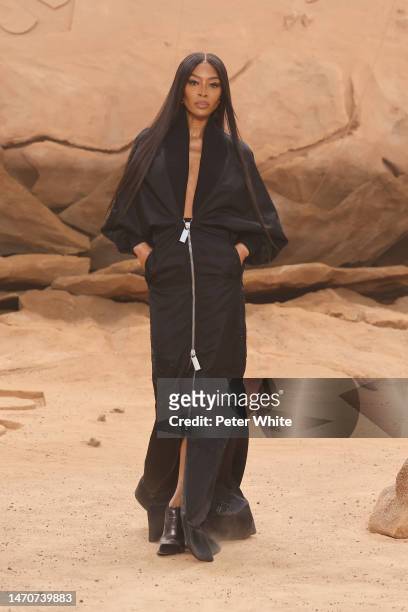 Naomi Campbell walks the runway during the Off-White Womenswear Fall Winter 2023-2024 show as part of Paris Fashion Week on March 02, 2023 in Paris,...