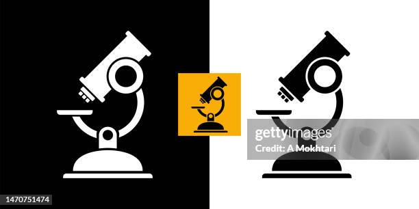 microscope icon. - scientist microscope white background stock illustrations