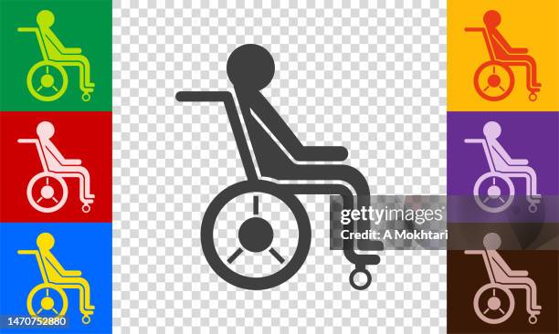 illustrations, cliparts, dessins animés et icônes de jeu d’icônes pour homme handicapé en fauteuil roulant. - handicap
