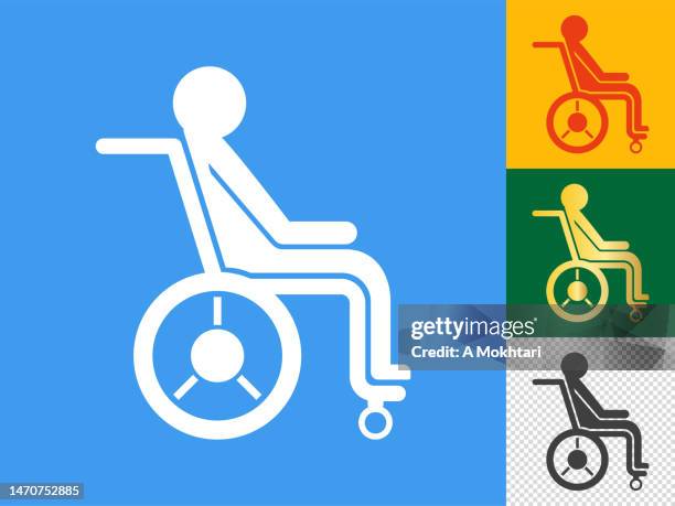 illustrations, cliparts, dessins animés et icônes de jeu d’icônes pour homme handicapé en fauteuil roulant. - picto handicap