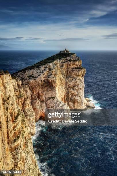 lighthouse of capo caccia - alghero stock pictures, royalty-free photos & images