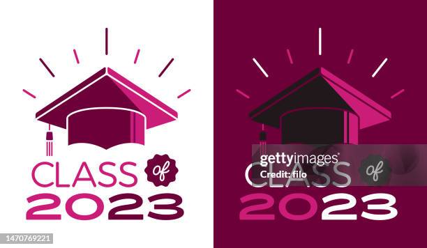 stockillustraties, clipart, cartoons en iconen met class of 2023 graduation celebration - fashionshows