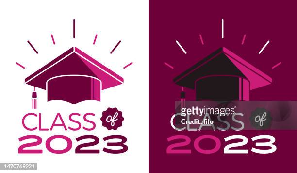 class of 2023 graduation celebration - graduation gown stock illustrations