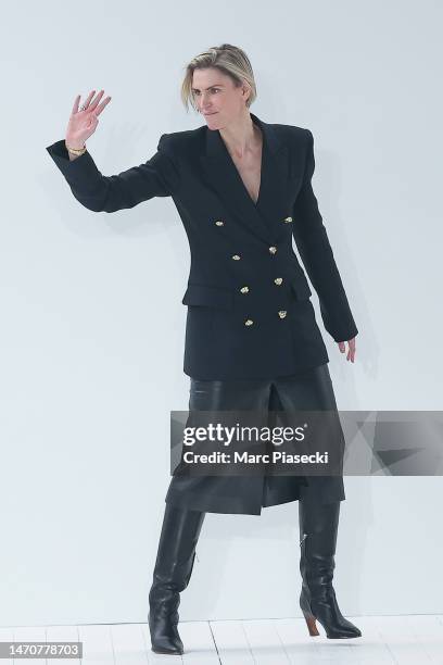 Designer Gabriela Hearst walks the runway during the Chloé Womenswear Fall Winter 2023-2024 show as part of Paris Fashion Week on March 02, 2023 in...