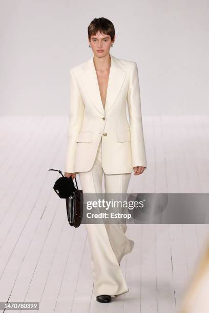 Model walks the runway during the Chloé Womenswear Fall Winter 2023-2024 show as part of Paris Fashion Week on March 2, 2023 in Paris, France.