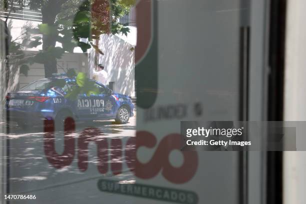 Police investigates an overnight attack to a supermarket of the in law family of footballer Lionel Messi on March 02, 2023 in Rosario, Argentina....