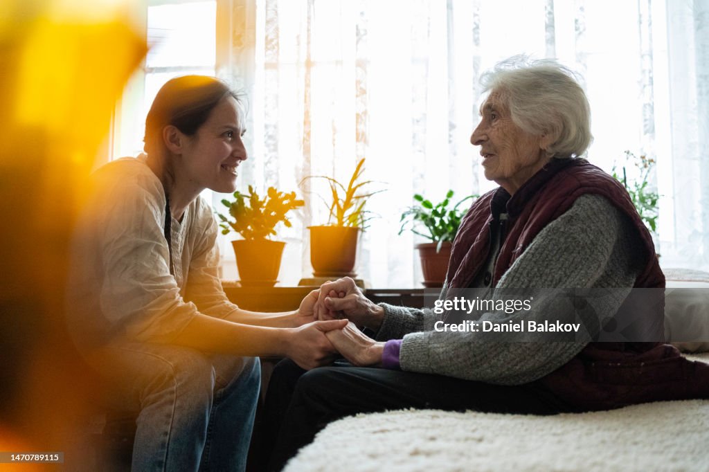 A helping hand. Volunteering and senior care.