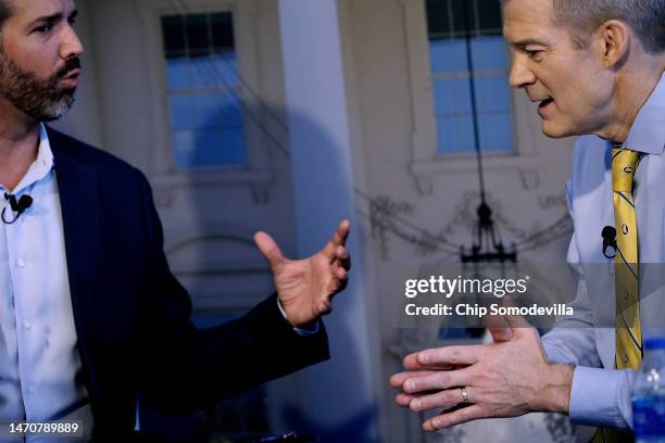 Donald Trump Jr. Interviews House Judiciary Committee Chairman Jim Jordan during the Conservative Political Action Conference at Gaylord National...