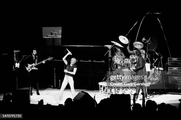 Members of English Rock band the Who perform on stage during 'The Who 1979 Tour' at Madison Square Garden, New York, New York, September 16, 1979....