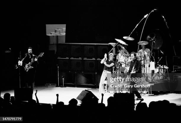 Members of English Rock band the Who perform on stage during 'The Who 1979 Tour' at Madison Square Garden, New York, New York, September 16, 1979....