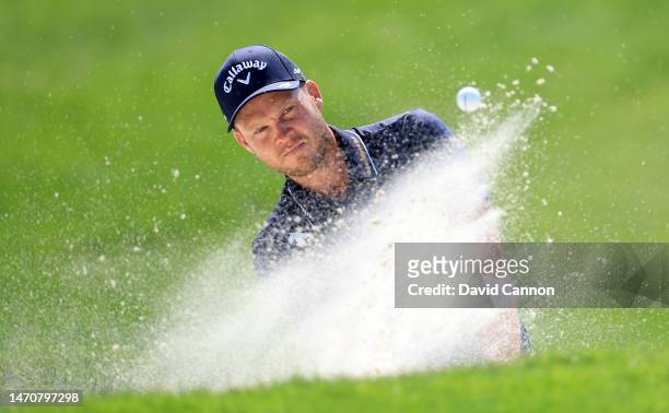 Danny Willett of England plays his third shot on the first hole during the first round of the Arnold Palmer Invitational presented by Mastercard at...