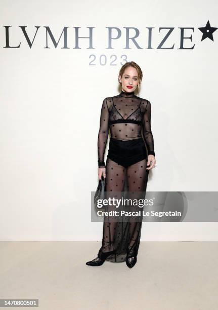 Jemima Kirke attends the LVMH Prize Cocktail as part of Paris Fashion Week on March 02, 2023 in Paris, France.