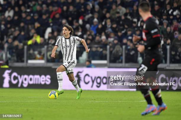 Martin Palumbo of Juventus runs with the ball during the Serie C Coppa Italia Final First Leg match between Juventus Next Gen and Vicenza at Allianz...