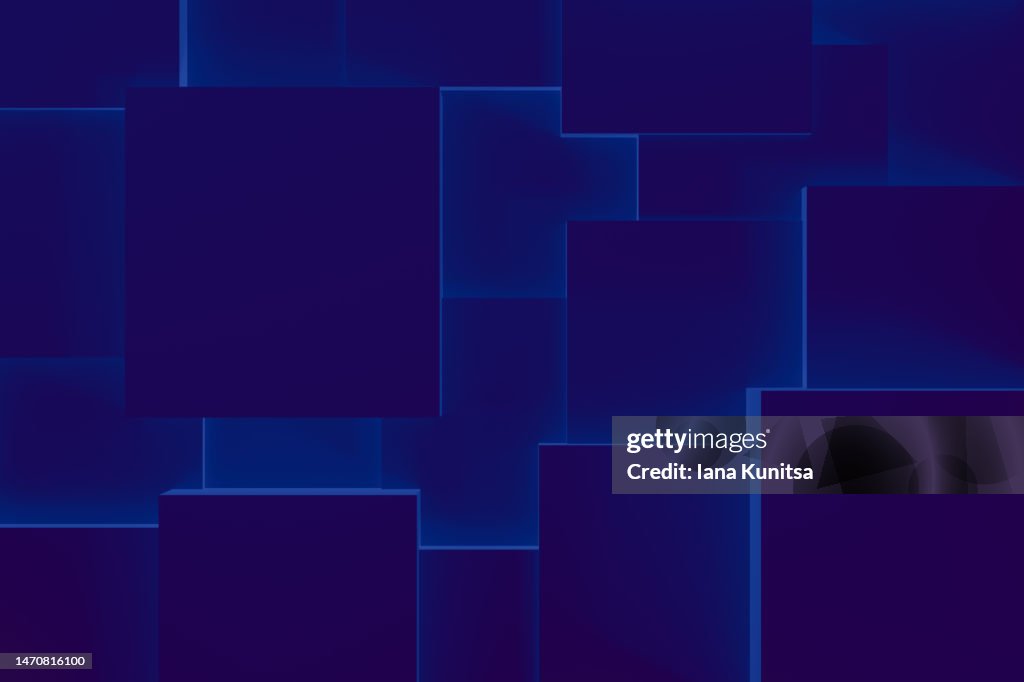 Abstract dark blue 3D cubes background.