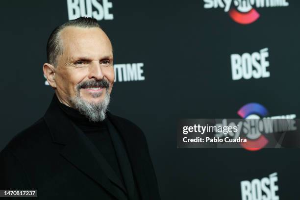 Miguel Bose attends the exclusive new streaming service SkyShowtime launch event at DOMO360 on March 02, 2023 in Madrid, Spain.