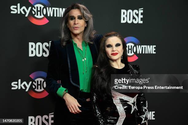 Mario Vaquerizo and Alaska attend the "Bosé" series presentation, to be shown on the SkyShowtime streaming platform, on March 2, 2023 in Madrid,...