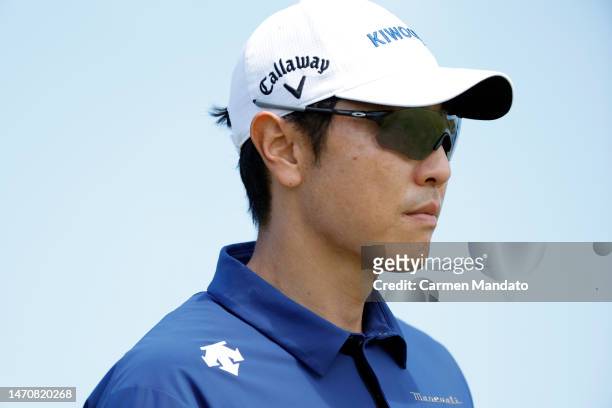 Sangmoon Bae of Korea waits on the 13th hole during the first round of the Puerto Rico Open at Grand Reserve Golf Club on March 02, 2023 in Rio...
