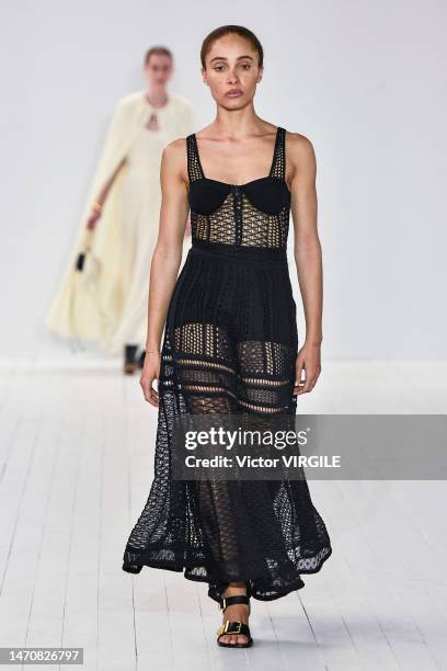 Adwoa Aboah walks the runway during the Chloe Ready to Wear Fall/Winter 2023-2024 fashion show as part of the Paris Fashion Week on March 2, 2023 in...