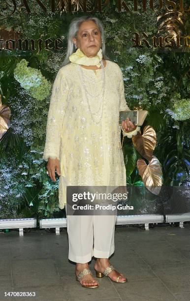 Jaya Bachchan attends the launch of Abu Jani-Sandeep Khosla's fashion Collection 'Mera Noor Hai Mashhoor' on March 02, 2023 in Mumbai, India