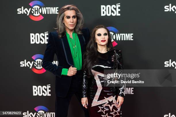 Olvido Gara aka Alaska and Mario Vaquerizo attends the presentation of the biopic "Bose" by the new streaming service SkyShowtime at DOMO360 on March...