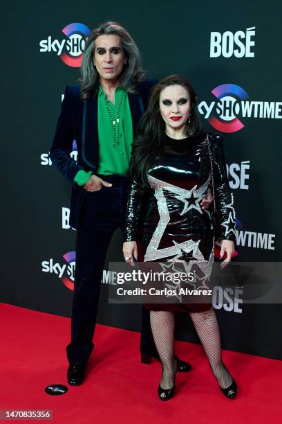 Mario Vaquerizo and Alaska attend the presentation of the biopic "Bose" by the new streaming service SkyShowtime at the DOMO360 on March 02, 2023 in...