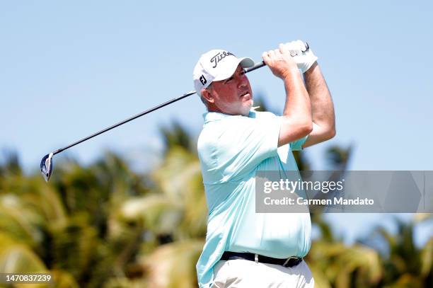 Boo Weekley of the United States hits his first shot on the 13th hole during the first round of the Puerto Rico Open at Grand Reserve Golf Club on...