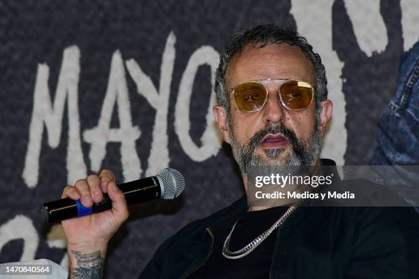 Tito Fuentes of Molotov band attends a press conference on the new single 'H2H at Palacio de Los Deportes on March 2, 2023 in Mexico City, Mexico.