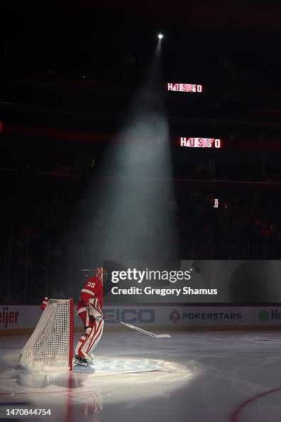 Moritz Seider of the Detroit Red Wings with his reverse retro jersey News Photo - Getty Images