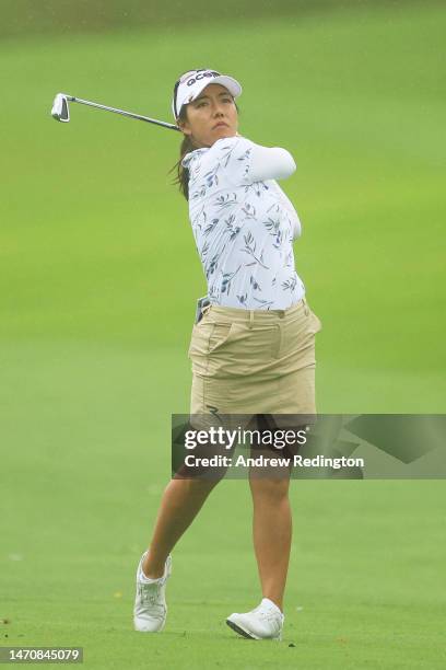 Jenny Shin of South Korea plays her second shot on the first hole during Day Two of the HSBC Women's World Championship at Sentosa Golf Club on March...