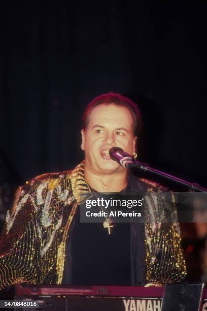 Harry Wayne Casey and KC and The Sunshine Band perform at the Waldorf Astoria hotel on March 10, 1998 in New York City.