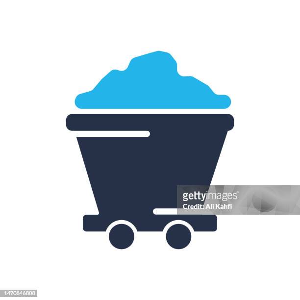 coal minning cart icon. single solid icon. vector illustration. for website design, logo, app, template, ui, etc. - metal ore stock illustrations