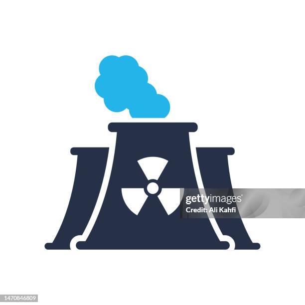 kernkraftwerks-ikone. einzelnes durchgehendes symbol. vektordarstellung. für website-design, logo, app, vorlage, benutzeroberfläche usw. - nuklearwaffe stock-grafiken, -clipart, -cartoons und -symbole