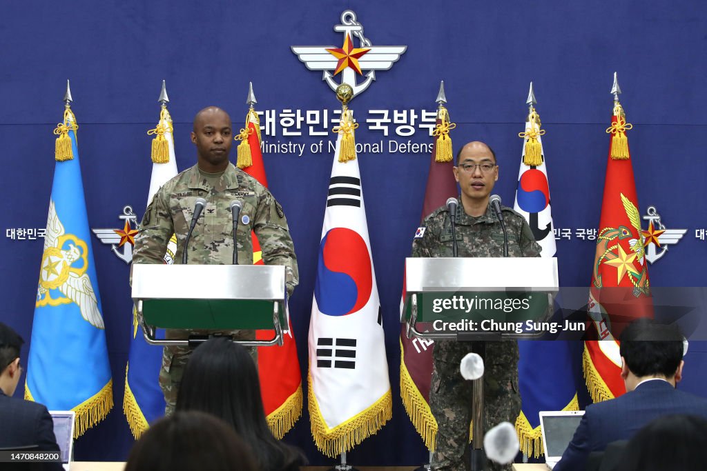 South Korea And The U.S Hold Press Briefing Ahead Of '23 Freedom Shield Military Exercise